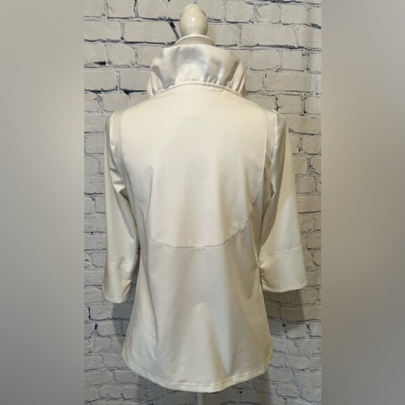 Gretchen Scott White TPRNSL Ruffneck Top Pink Stand Collar Designer Small - Picture 4 of 6